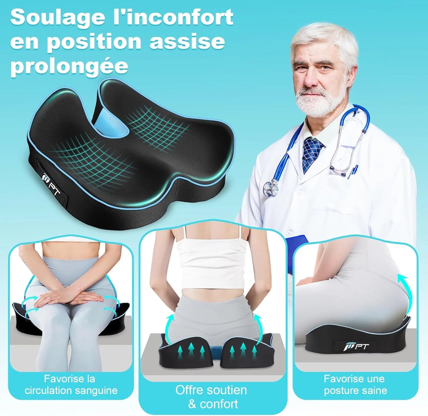 Coussin Orthopédique d'Assise Coccyx - Chronocalm®