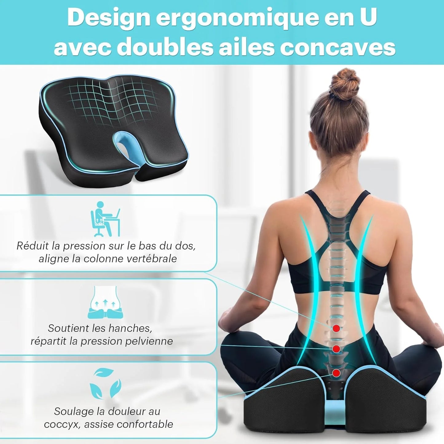 Coussin Orthopédique d'Assise Coccyx - Chronocalm®