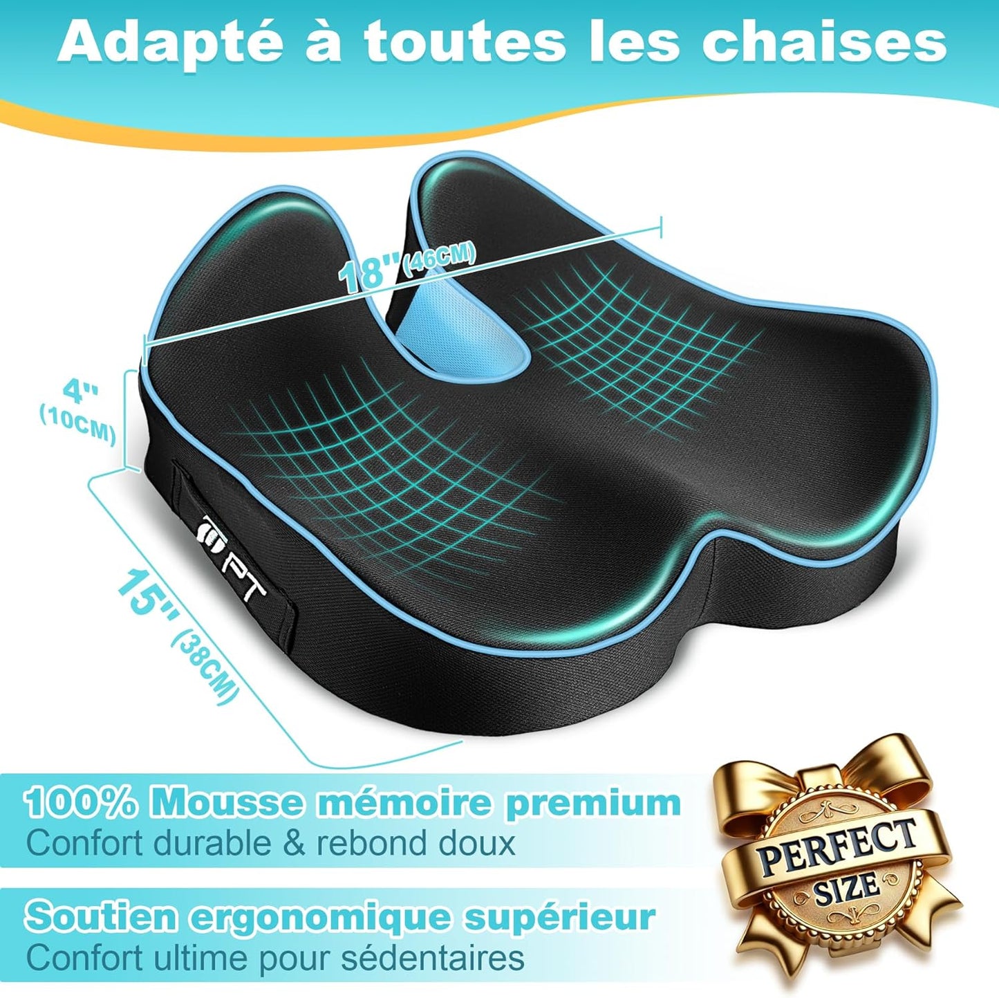 Coussin Orthopédique d'Assise Coccyx - Chronocalm®